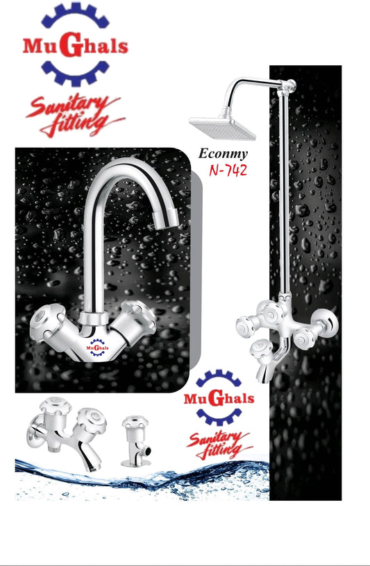 Economy Brass Bath Set flower-Head – Premium Bathroom Shower | MuGhal's Sanitary (10-Year Warranty)