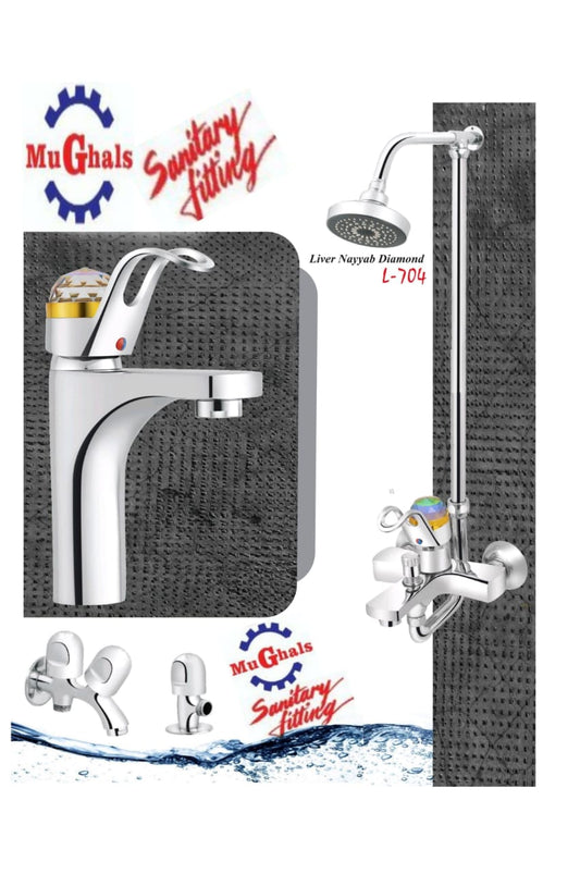 MuGhals Sanitary Liver Nayyab Diamond Chrome Bathroom Set – Model L-704