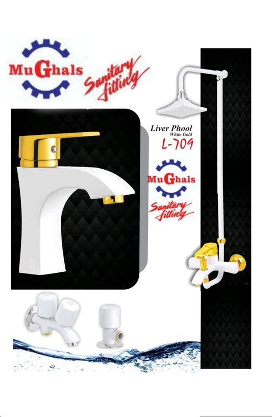 MuGhals Sanitary Liver Phool White Gold Shower Set – Model L-709