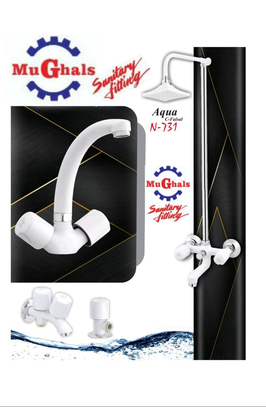 MuGhals Sanitary Fitting – Aqua C-Faisal | Model N-722 | 100% Brass | 5-Year Warranty | Stylish Chrome Finish