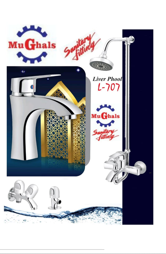 MuGhals Sanitary Liver Phool Chrome Finish Bathroom Set – Model L-707