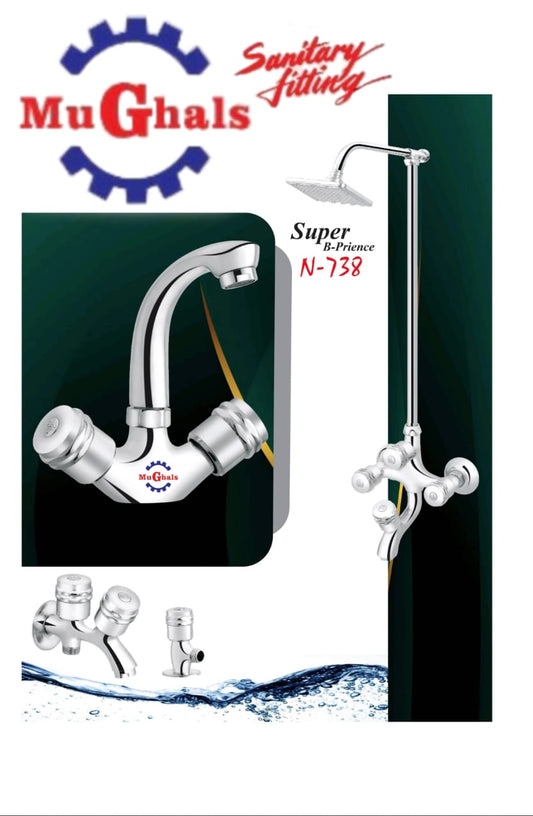 MuGhals Sanitary Fitting – Super B-Prience | Model N-738 | 100% Brass | 5-Year Warranty | Premium Chrome Finish