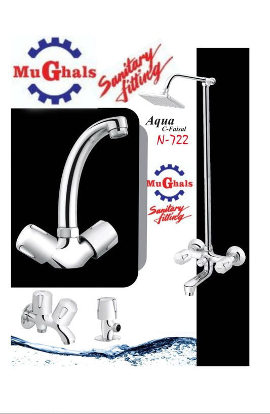 MuGhals Sanitary Fitting – Aqua C-Faisal | Model N-722 | 100% Brass | 5-Year Warranty | Stylish Chrome Finish