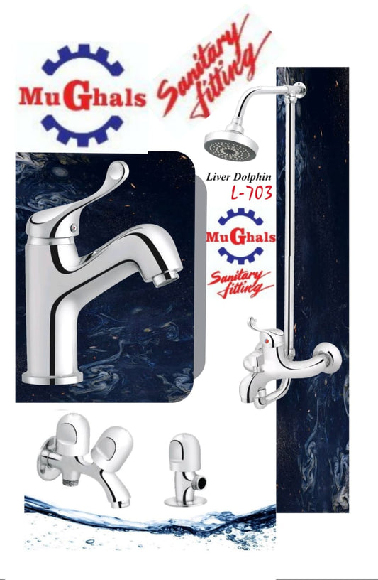MuGhals Sanitary Liver Dolphin Chrome Bathroom Set – Model L-703