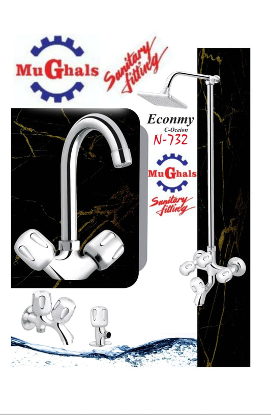 Economy Brass Bath Set C-Ocein – Premium Bathroom Shower | MuGhal's Sanitary (10-Year Warranty)